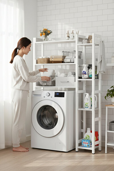TOLIAHOME Çamaşır Makinası Kurutma Makinası Klozet Üstü Raf Organizer Banyo D...