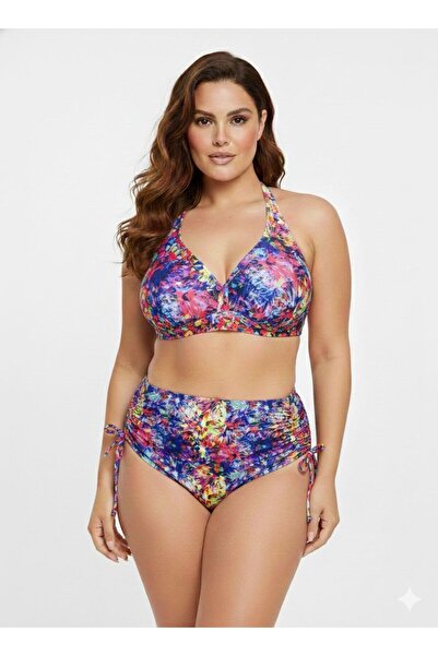 FUNELLA Renkli Büyük Beden Kadın Bikini Takımı