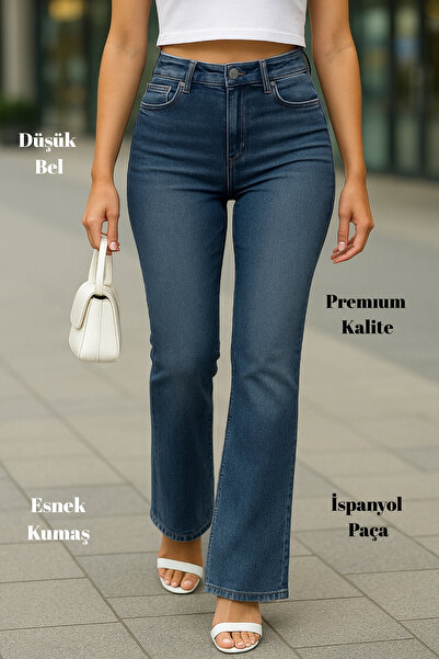 CEDY DENIM Висока якість Жіночі 5 кишень Низька талія Іспанські штани SkinnyFit Еластичні джинси C619-Синій