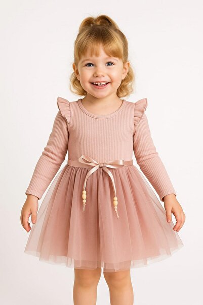 dinamik çocuk Dívčí tylové bavlněné šaty s dlouhým rukávem pro zvláštní příle...