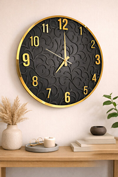 Karenza Home Avangarde Likya Time (Siyah-Gold) - Akar Sessiz Mekanizmalı - Ah...