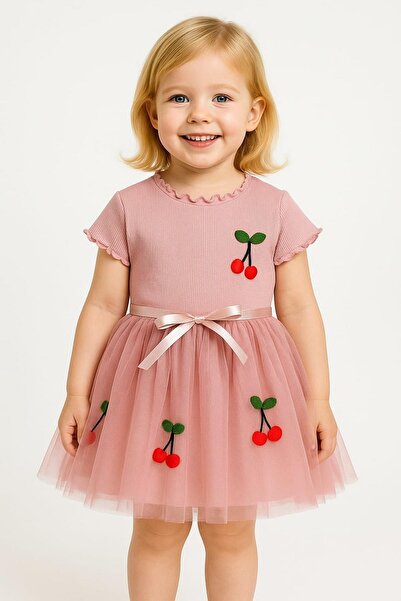 dinamik çocuk Rochie tutu cu mânecă scurtă cireș pentru fetiță, pentru ziua s...