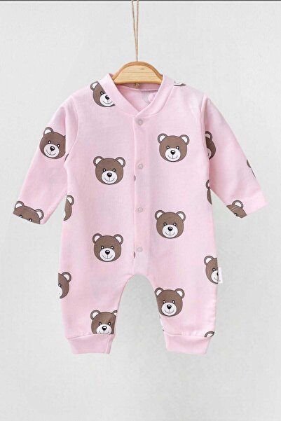 dinamik çocuk ثوب فضفاض للأطفال للجنسين - طباعة الدب، 100% قطن، مرن، 1-3-6 أشهر