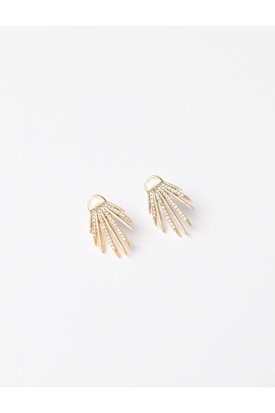 Jimmy Key Gümüş Rengi Işın Figürlü Taşlı Küpe