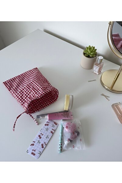 DAK Kırmızı Pötikareli Hediye Kesesi, Hediye Torbası, İpli Düzenleyici Kese, ...