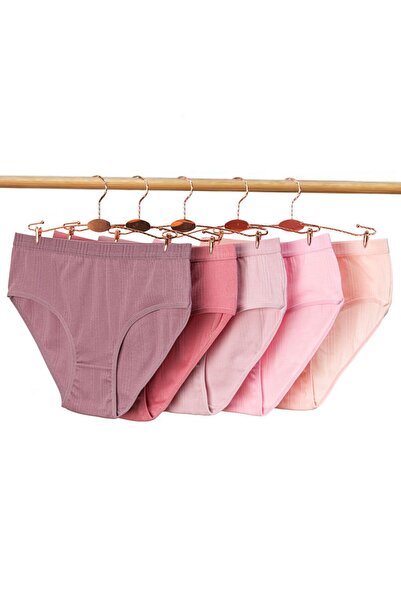 Miss Blue Moon Women's Special Design Corded Fabric Cotton Panties 5-Pack 5200