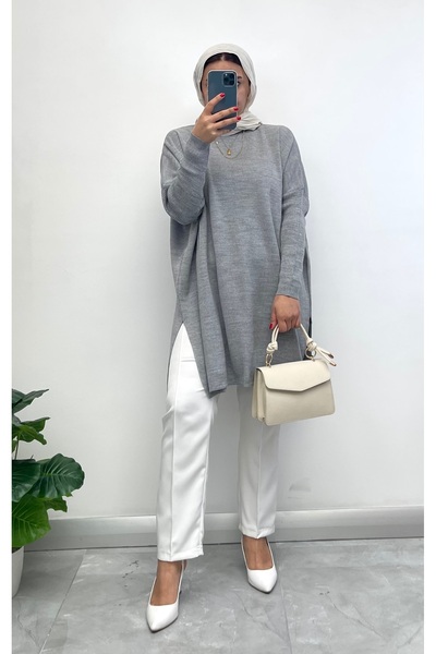 NİSUM MODA Knitting Tunic with Side Slip