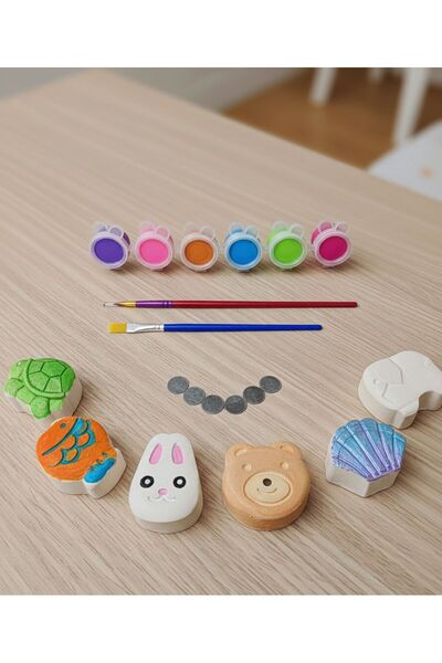 PAYİDAR MODEL Taş Boyama Seti 12 parça – Magnet hediye| 3D Figür, Boya & Fırç...