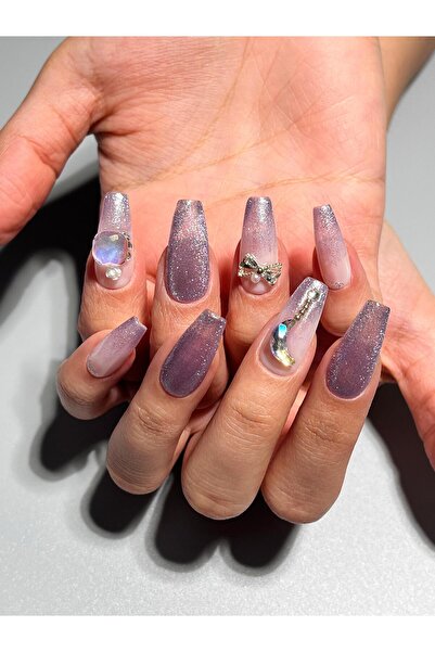 wow kutu 150192 M Beden Mor Kedi Gözü Ombre Protez Jel Takma Tırnak Ve Aksesu...