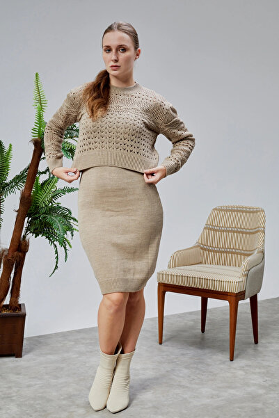 CARLA MARA New Season Women's Zigzag Patterned Sweater and Dress Knitwear Set LUGMO Women