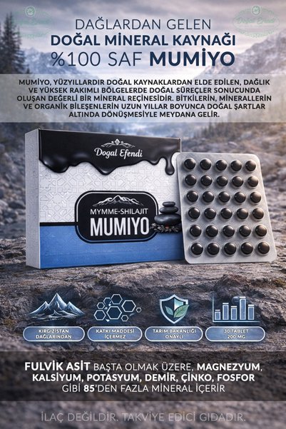 Doğal Efendi Mumiyo Shılajıt %100 Saf Mumiyo 30'lu Tablet (Kırgızistan'dan İthal Shilajit)