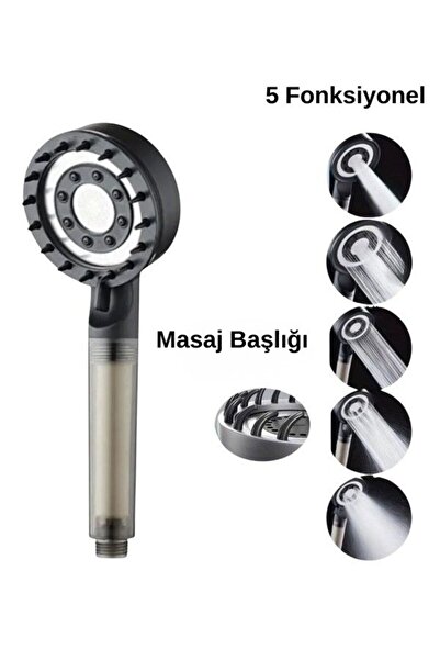 Maya 5 Kademeli Filtreli Basınçlı Duş Başlığı Su Tasarruflu Masajlı El Duşu B...