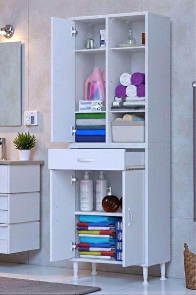 Eliusta Rivo 4 Raflı Banyo/Mutfak Dolabı 60 cm Beyaz Renkli Çok Amaçlı Dolap ...