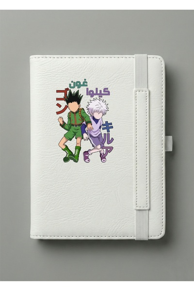 BSE Luxury A5 Leather Notebook - Hunter x Hunter (Gon and Killua) Anime Collection and Arabic Quotes - Unique Lined Diary for Gifts