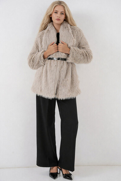 Bigdart 5186 Dvouřadý plyšový kožich – krémový