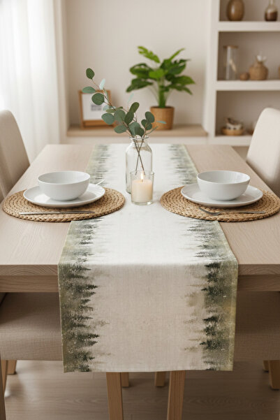 Markaev Pastel Forest Cotton Table Runner 0042– 50X150 cm