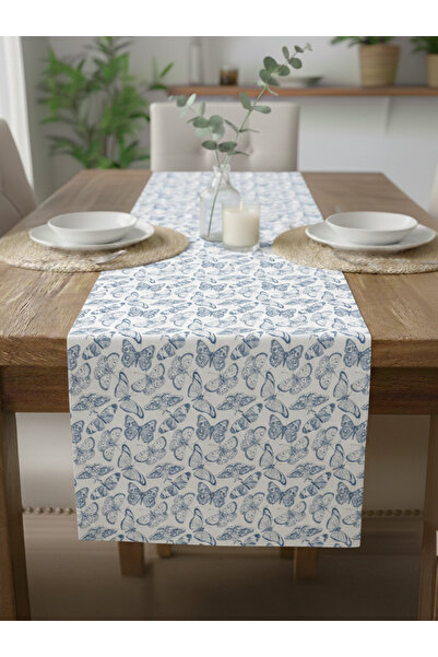 Markaev Vintage Butterfly Cotton Table Runner 0080– 50X150 cm