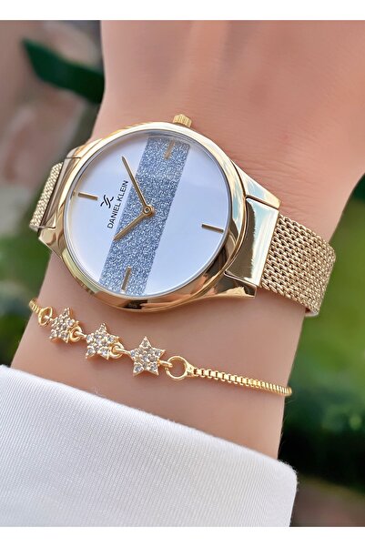 Daniel Klein Marka Altın Renk Çelik Kasa Çelik Kordon 2 Yıl Garantili Kadın Kol Saati - Bileklik