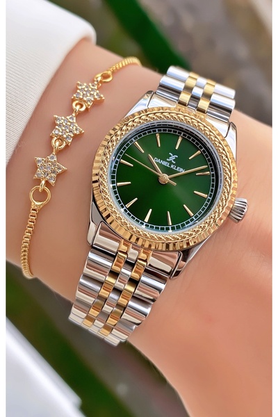 Daniel Klein Yellow Silver Color Waterproof 2 Years Warranty Women's Wristwat...