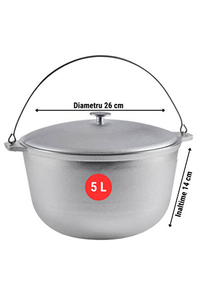 Inteliced Ceaun Aluminiu Alimentar 5L cu Capac, Inteliced® – Turnat in Matrit...