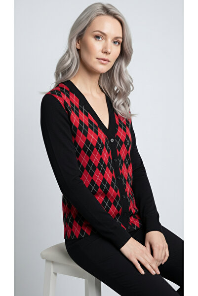 Şiir كارديجان كلاسيكي بأزرار من قماش الجاكار بتصميم باكلافا للنساء من بادالونا - أسود