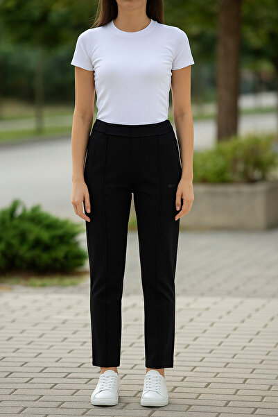 YusGos Cotton Fabric Embossed Striped (piped) Buttoned Basic Comfortable Cut Trousers