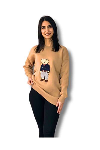 YusGos Women's Teddy Bear Crew Neck Knit Sweater