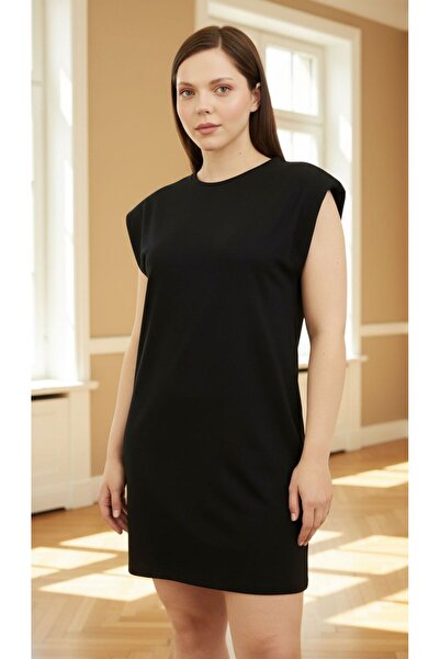 Curly Black Sleeveless Padded Dress