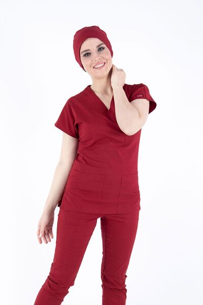 Uçak Medikal Top unic din Lycra U-flex roșu închis