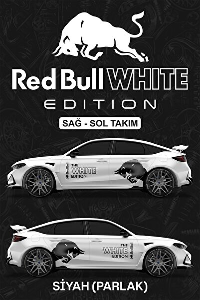 Stikacar RED BULL WHITE EDITION STİCKER - Yan Gövde Kaplama Seti