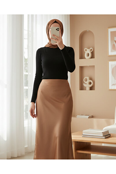Modamorfo 15806 Satin Skirt - M. Brown