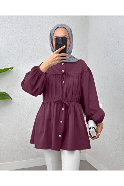 HİJABAYA Πουκάμισο με πέτρινα κουμπιά, ελαστική λαβή και λεπτομέρεια με κορδόνια