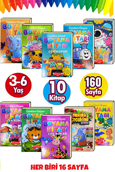 GÖNÜL YAYINCILIK 3-6 Yaşa Uygun 10'lu Boyama Kitabı Seti