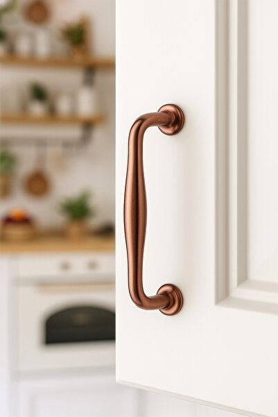 BERFİNO 367 مقبض درج خزانة برونزي - عبوة من 5 قطع، مسافة تثبيت 128 مم، مقبض م...