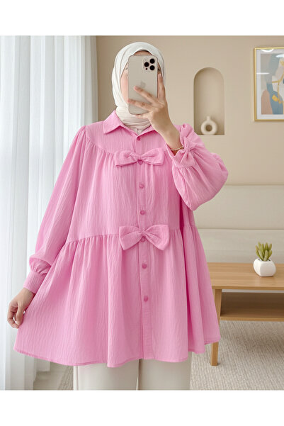 HİJABAYA Önü Fiyonk Detaylı Parçalı Gömlek