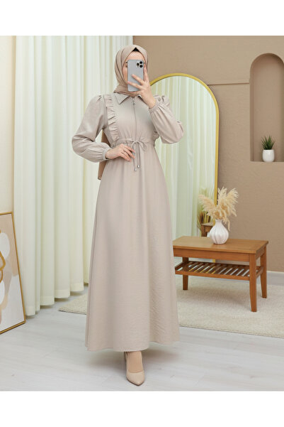 HİJABAYA Φόρεμα με κορδόνια με μισό κουμπί και βολάν στο μπροστινό μέρος