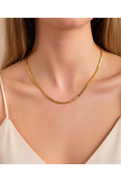 kuyumcu nurettin 10 Gr (gram) Çift Sıfır Pullu Kolye Zincir 22 Ayar Altın 55 cm