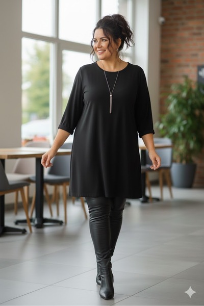 elma abone Plus Size Combed Tunic