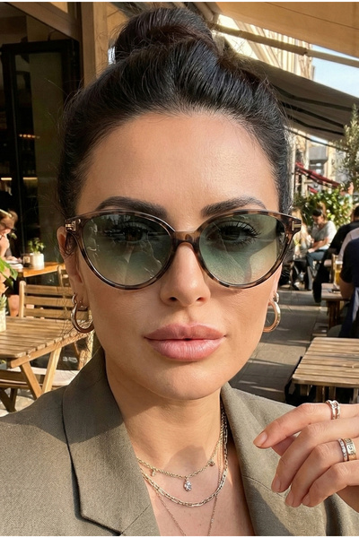 TARSS Jasmin Leopard Cat Eye Women's Sunglasses |   Green Glass |   Uv400