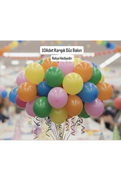 Acar Süs (10'lu Set) Şık Düz Balon Süsleme Konsepti + Rafya Hediye
