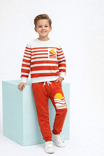 BUUFUU Unisex Kids Bottom Top Set - Καλοκαιρινή στάμπα, μακριά μανίκια και τσ...