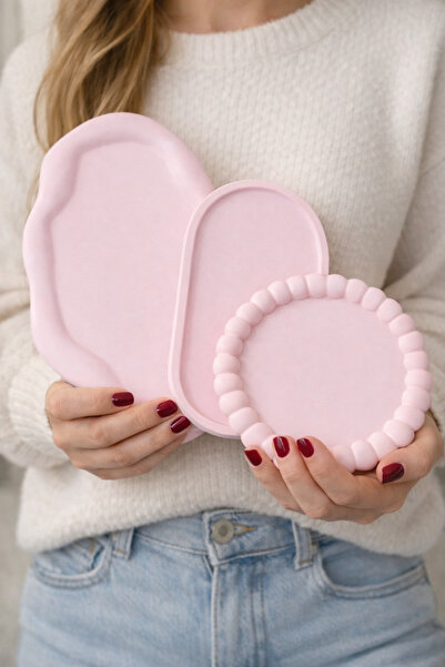 Homesinti طقم أطباق مجوهرات مكون من 3 قطع باللون الوردي الفاتح - منظم ساعات و...