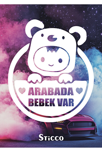 Sticco Arabada Bebek Var Araba Cam Sticker 24x28cm