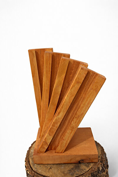 DENPRESTİJ AHŞAP 4'LÜ BIÇAK TUTUCU STANDI & TEZGAH ÜSTÜ BIÇAK TUTUCU