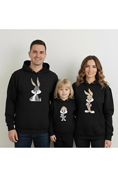 Tiny and Co Baskılı Anne Baba Çocuk Kombini Hoodie (Bedenleri Soru Cevap Kısm...