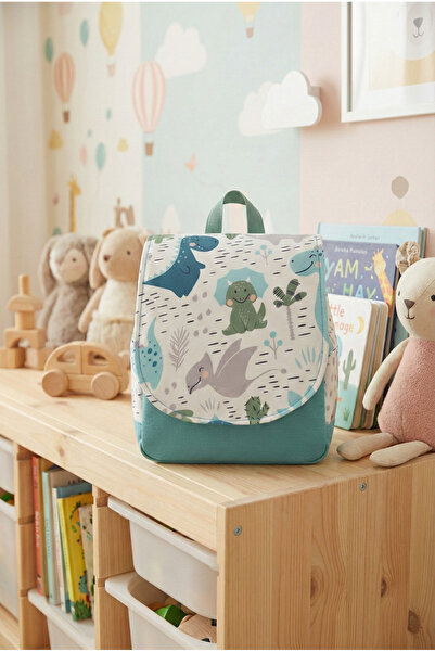 m montefair 0-7 Years Old Turquoise Dinosaur Patterned 101 Children's Backpac...
