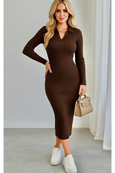 rengamoda Rochie de tricotat cu decolteu în V pentru femei