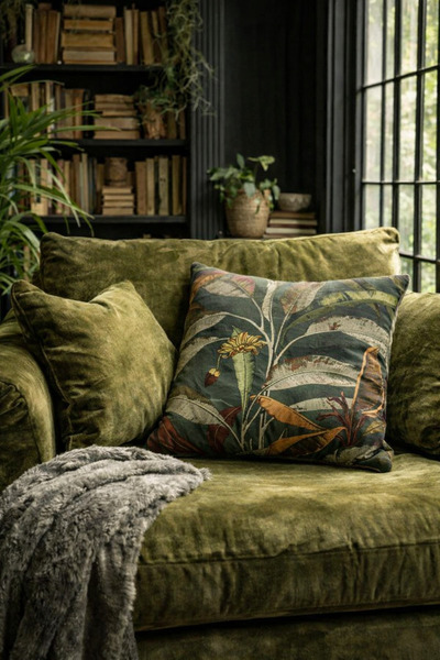 Alacastore Husa de perna din catifea Natura cu model frunze 44x44