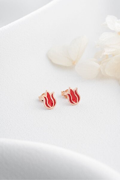 Silvano Jewelry 925 Ayar Gümüş Lale Minik Çivili Küpe