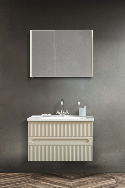 Martha Life Duo 2'li Banyo Dolabı Seti 80 cm - %100 MDF, Lavabolu Alt Dolap ve Aynalı Üst Dolap